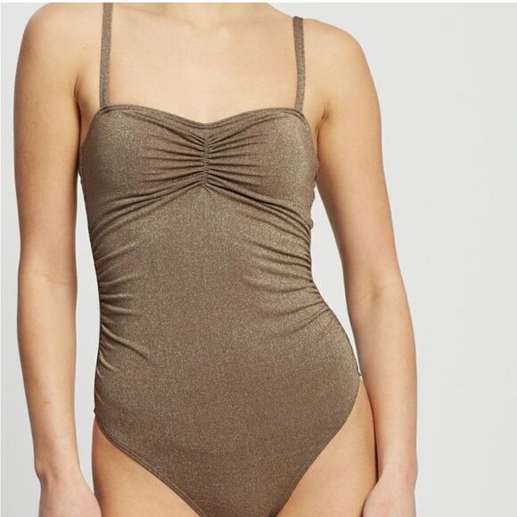 Peony gold swimsuit size 10AU / US6 ruched lined top - Picture 7 of 14